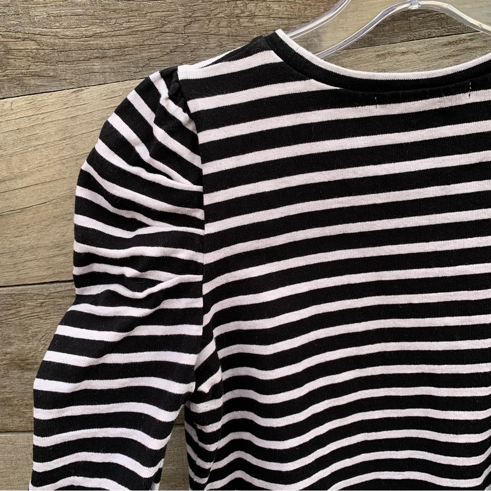 Rebecca Minkoff Top Tee Womens S Talia Breton Striped Puff Sleeve Cotton Preppy - Picture 9 of 16